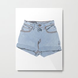 She Wears Short Shorts Metal Print | Jeanshorts, Levis, Summerwear, Lightwashjeans, Curated, Summeroutfit, Shortshorts, Watercolor, Festivalwear, Denim 
