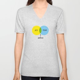The Venn of Improv (Yellow/Blue) V Neck T Shirt