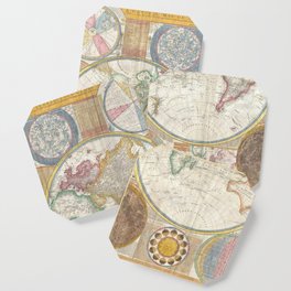 Samuel Dunn Wall Map of the World in Hemispheres c.1794 Coaster