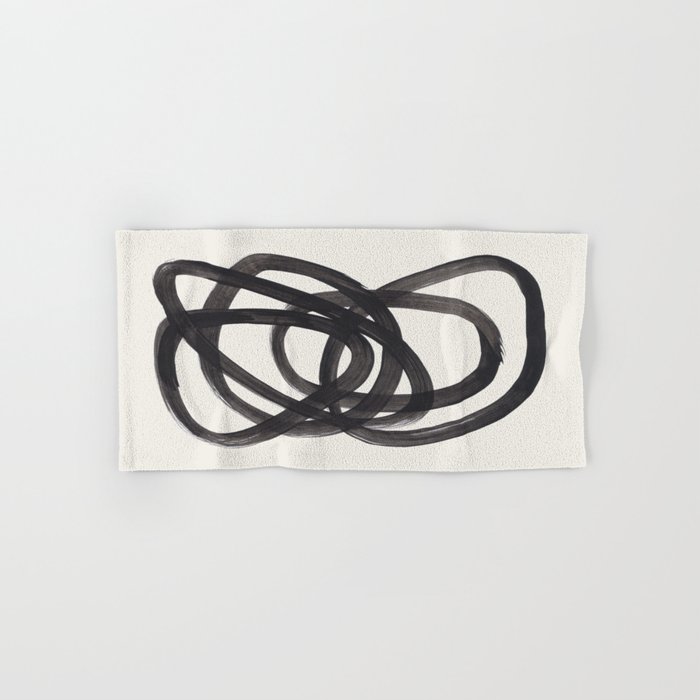 Mid Century Modern Minimalist Abstract Art Brush Strokes Black