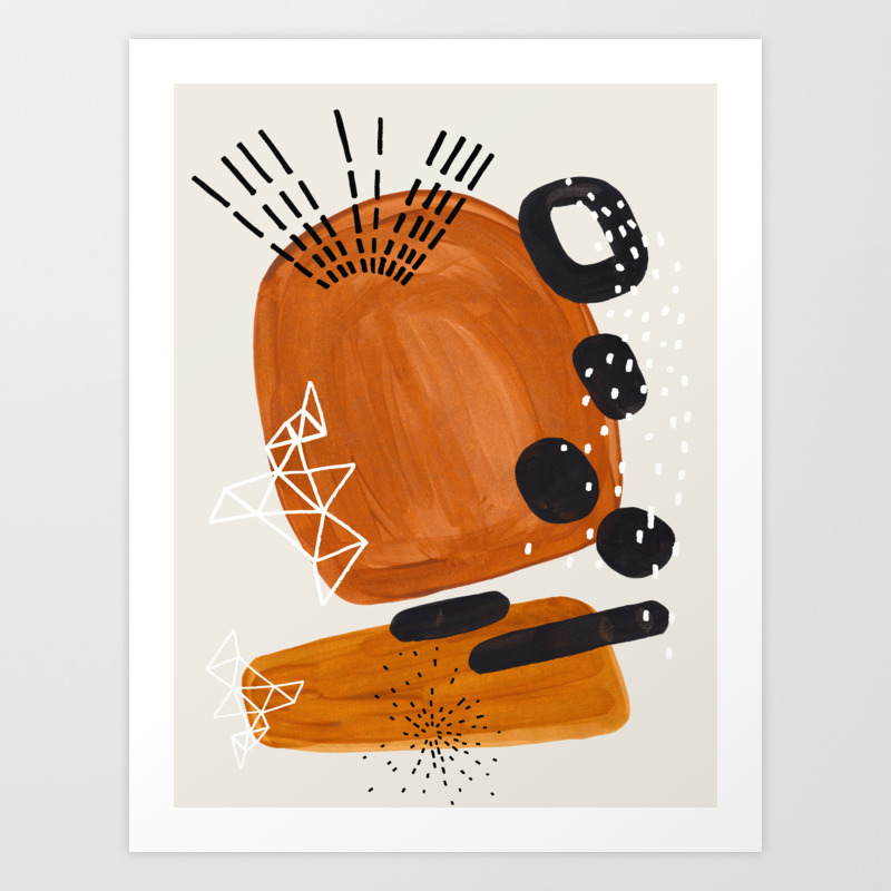 Fun Mid Century Modern Abstract Minimalist Vintage Brown Organic