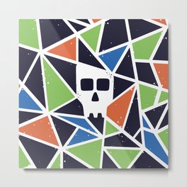 SKULLY Metal Print | Dead, Skulls, Graphicdesign, Neon, Triangles, Curated, Pattern, Rainbow, Geometric, Skeleton 