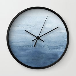 Indigo Abstract Painting | No. 4 Wall Clock | Modern, Navy, Watercolor, Clouds, Curated, Landscape, Fluid, Ocean, Flowing, Blue 