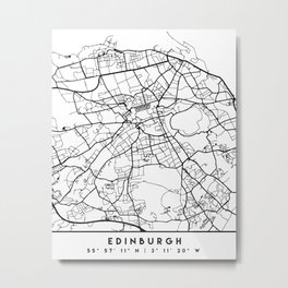 EDINBURGH SCOTLAND BLACK CITY STREET MAP ART Metal Print | Home, Travel, Livingroom, Elegant, Coordinates, Wanderlust, Graphicdesign, Edinburgh, Map, Uk 