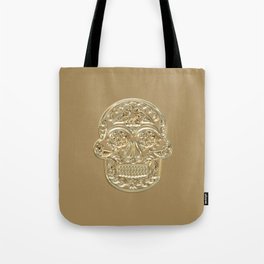 Skull Design With Gold Embossing Effect Tote Bag