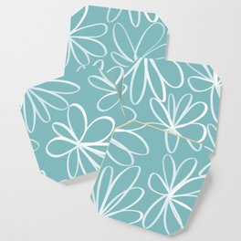 One Line Flowers - Amazonite & White Coaster