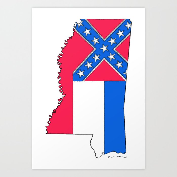 Mississippi Map With Mississippi Flag Art Print By Havocgirl Society6