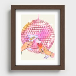 Cheers to Disco Recessed Framed Print | Digital, Graphicdesign, College, Bar, Cheers, Dormart, Drinks, Disco, Pink 