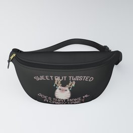 Sweet but Twisted Candy Cane Cat with Antlers Fanny Pack
