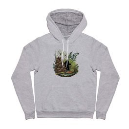 Tiny Sasquatch Hoody | Illustration, Forest, Moss, Painting, Cryptozoology, Environmental, Pinecone, Nature, Cute, Evergreen 