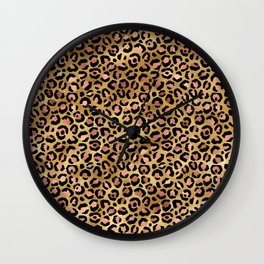 Gold Leopard Print Pattern 11 Wall Clock | Leopardfur, Animalfur, Jaguarprint, Leopardtexture, Animalpattern, Leopardspots, Graphicdesign, Snowleopard, Animalskin, Cheetahprint 