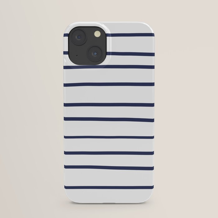 Pantone Blue Depths 193940 Hand Drawn Horizontal Lines on White iPhone