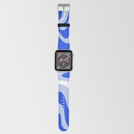 Retro Liquid Swirl Abstract Pattern Royal Blue, Light Blue, and White  Apple Watch Band