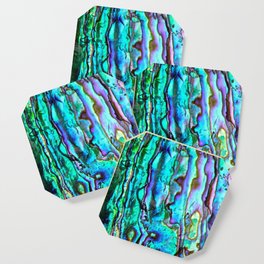 Glowing Aqua Abalone Shell Mother of Pearl Coaster