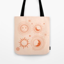 Moon and Sun on Pink Tote Bag