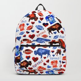 Buffalo Love Football Pattern Backpack | Newyork, Ny, Buffalonewyork, Sports, Upstatenewyork, Jersey, Sportspattern, Aurorab, Westernnewyork, Painting 