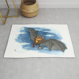 Little Worlds: Travel Bat Rug | Painting, Imagination, Bat, Salticidae, Adventure, Flying, Bumblebeebat, Small, Lucas, Little 