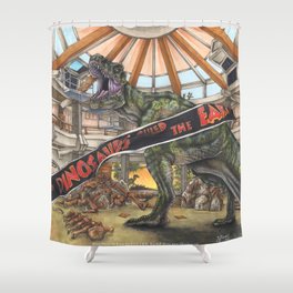 When Dinosaurs Ruled the Earth - Jurassic Park T-Rex Shower Curtain