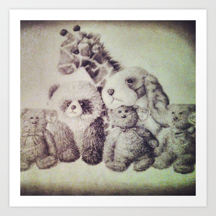 Cute stuffed animal drawing Art Print by IsayaBrookeArt | Society6
