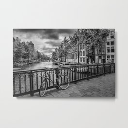 AMSTERDAM Emperors canal Metal Print | Cloudy, City, River, Amsterdam, Urban, Netherlands, Bike, Bicycle, Emperorscanal, Typical 