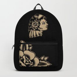 Traditional Lady Tattoo - BW Backpack | Paris, Sailorjerry, Traditionaltattoo, Lady, Rose, Power, Girl, Rockabilly, Drawing, Romanian 