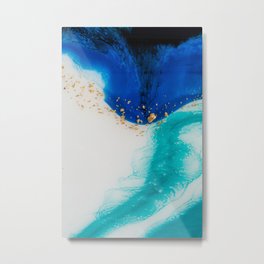 Water Lily 5 Metal Print | Detail, Beachdecor, Contemporary, Epoxy, Teal, Digital, Painting, Blue, Black, Resin 