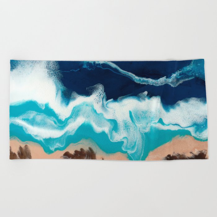Tsambou Samos Beach Greece Resin Abstract Painting Seascape