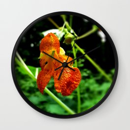 Orange Jewelweed Wall Clock | Bloom, Wild, Wildflower, Woodland, Small, Green, Digital, Blossom, Flower, Macro 