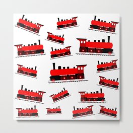 Red Steam Train Pattern Metal Print | Steamengines, Graphicdesign, Girls, Trainlover, Steamtrain, Boys, Engines, Steam, Curated, Steamtrains 