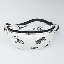 vintage wheels black and white pattern Fanny Pack