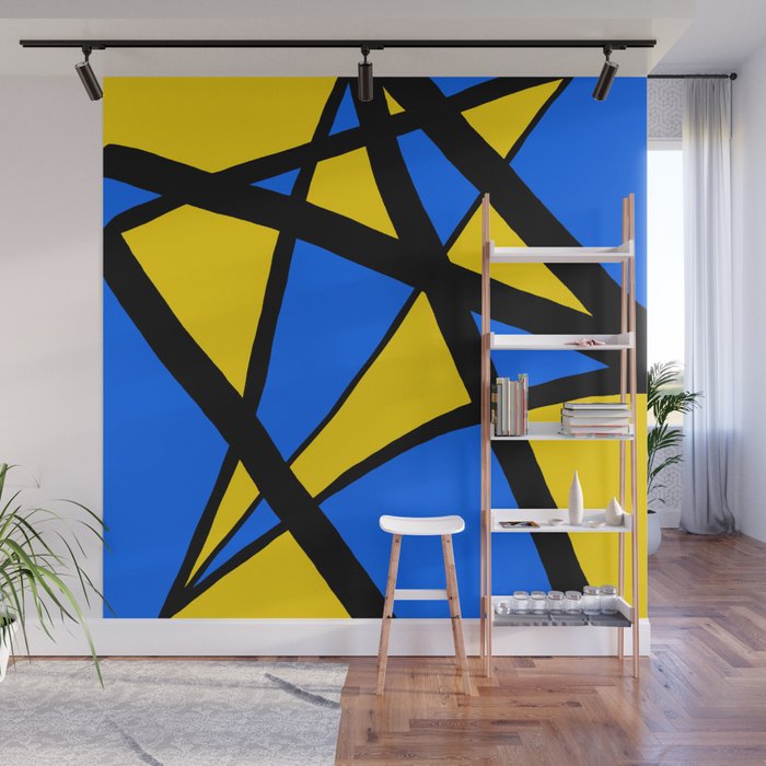 Yellow And Blue Triangles Abstract Wall Mural By Abstractcolor