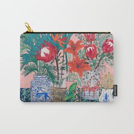 The Domesticated Jungle - Floral Still Life Carry-All Pouch | Birdsofparadise, Flowers, Painting, Curated, Fern, Stilllife, Turaco, Botanical, Livingcoral, Tropical 