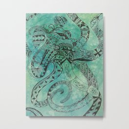Te Wheke Muturangi Metal Print | Painting, Octopus, Maoritattoo, Oil, Tamoko, Acrylic, Watercolor 