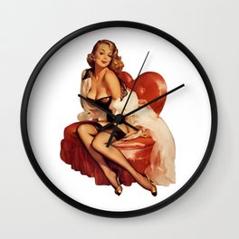 Sexy Brunette Pin Up With Lingerie on an Heart Red Sofa Wall Clock | Sexy, Parrots, Collant, America, Purple, Vintage, Usa, Up, Yellowshoes, Whiterose 