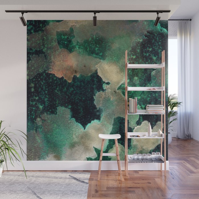 Gems Black Green Cream Brown Yellow Gold Ink Abstract
