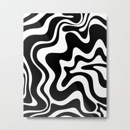 Liquid Swirl Abstract Pattern in Black and White Metal Print | Contemporary, Abstract, Zebra, Kierkegaard Design, 80S, Boho, Digital, Black, Vibe, Painting 