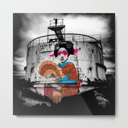 Geisha Graffiti Metal Print | Photo, Geisha, Decay, Ship, Color, Digital, Rust, Urbanart, Graffiti 