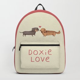 Doxie Love Backpack | Weiner, Puppy, Drawing, Dogs, Illustration, Sausagedog, Heart, Valentine, Pets, Weinerdog 