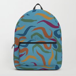 Worm Time on Blue Backpack | Drawing, Flatcolor, Abstract, Cheerful, Digital, Abstracted, Worm, Fun, Colorful, Blod 