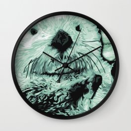Sea Otter Wall Clock | Seaotterart, Seaotter, Illustration, Painting, Children, Mintgreen, Nurseryroomart, Digital, Mixed Media, Pop Art 