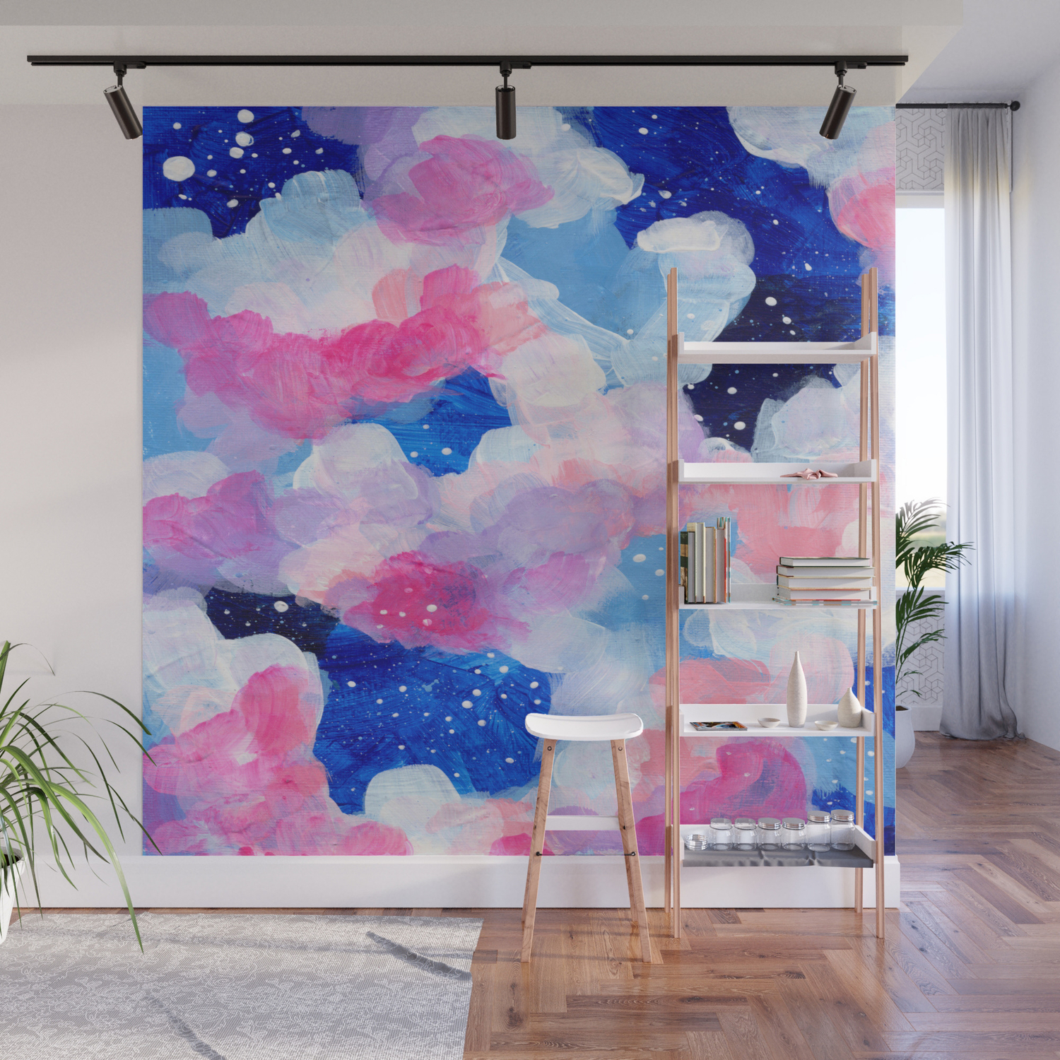 Ejaaz Haniff Abstract Mystical Colorful Pastel Painting Night Of Magic Wall Mural By Enshape Society6