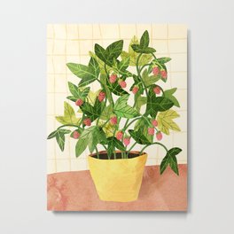 Wild Strawberries Metal Print | Plant, Pottedplant, Strawberry, Strawberries, Digital, Drawing, Illustration, Plantpot 