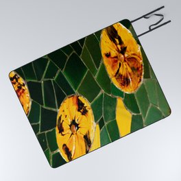 Photograph Yellow and Green Spanish Tile Mosaic Picnic Blanket