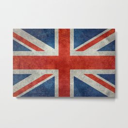 UK British Union Jack flag "Bright" retro Metal Print | Painting, Englishflag, Britishflag, Vintage, Ukflag, Worn, Unionjackflag, Flag, Unionjack, Grungy 