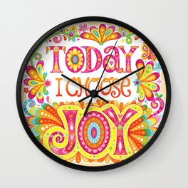 Today I Choose Joy Wall Clock | Painting, Todayichoosejoy, Hand Lettering, Positivelife, Digital, Groovy, Whimsical, Joy, Colorful, Colourful 