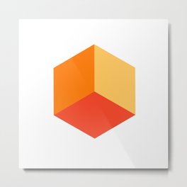 Fun Isometric Cube  Metal Print | 3Dpattern, Whichway, Visualillusion, Pattern, Isometriccube, Orange, Red, Solid, 3Dshape, Insideout 