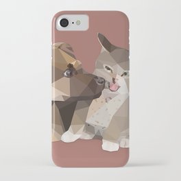 Low Poly German Shepard Puppy and Cat iPhone Case