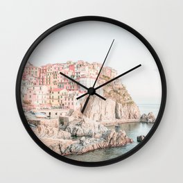 Positano, Italy Amalfi Coast Romantic Photography Wall Clock | Peach, Summer, Positano, Boho, Trendy, Sea, Pastel, Vibes, Dorm, Ocean 
