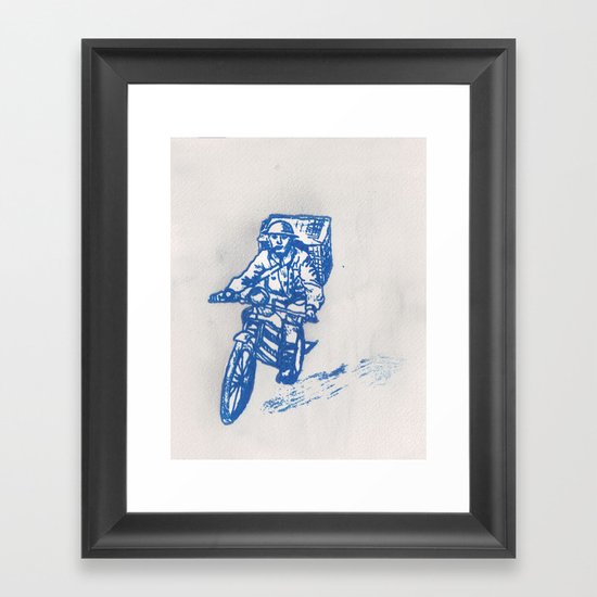 Gander Boy motorcycle messenger Framed Art Print by Beth Gilmore | Society6