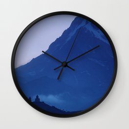 Moody Blue Hour at the Big Mountain | Mount Kazbek Georgia | Caucasus Mountains Travel Photography Wall Clock | Caucasus, Evening, Mountain, Blue, Mountains, Georgia, Hour, Photo, Moody, Kazbegi 